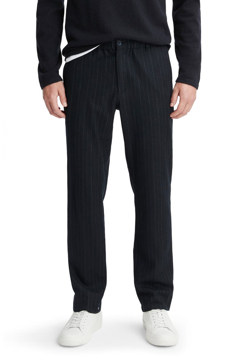 Pinstripe Virgin Wool Blend Pants, Main, color, COASTAL/BONE