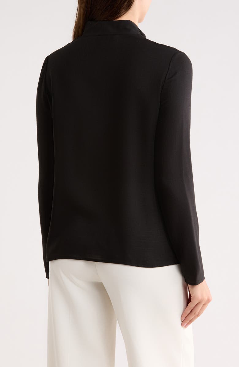 Longchamp Stripe Wool Zip Blouse, Alternate, color, Black