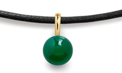 Monica Vinader Round Semiprecious Stone Pendant Necklace In 18ct Gold Vermeil/green Onyx