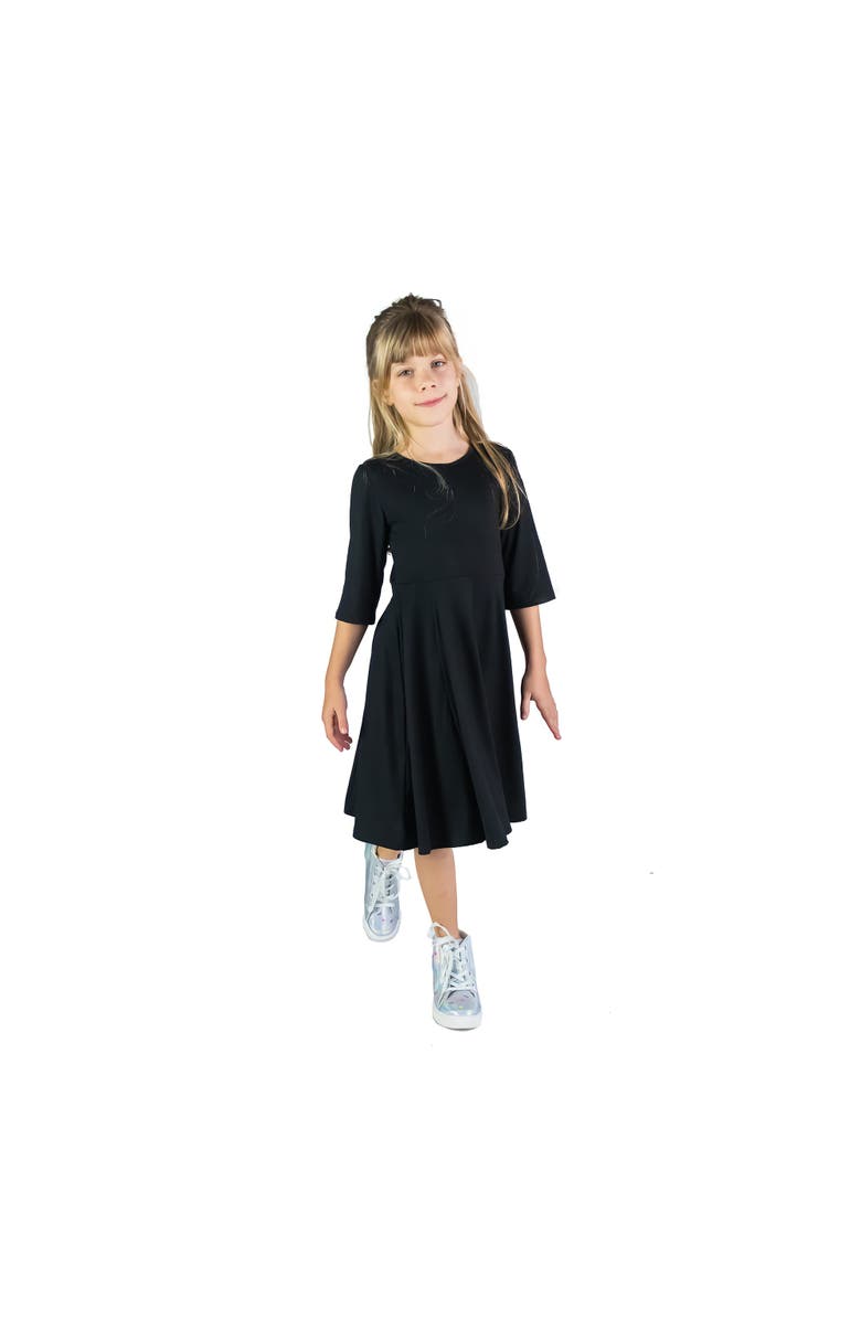 24sevenKid Knee Length Fit and Flare Comfortable Party Dress, Main, color, Black