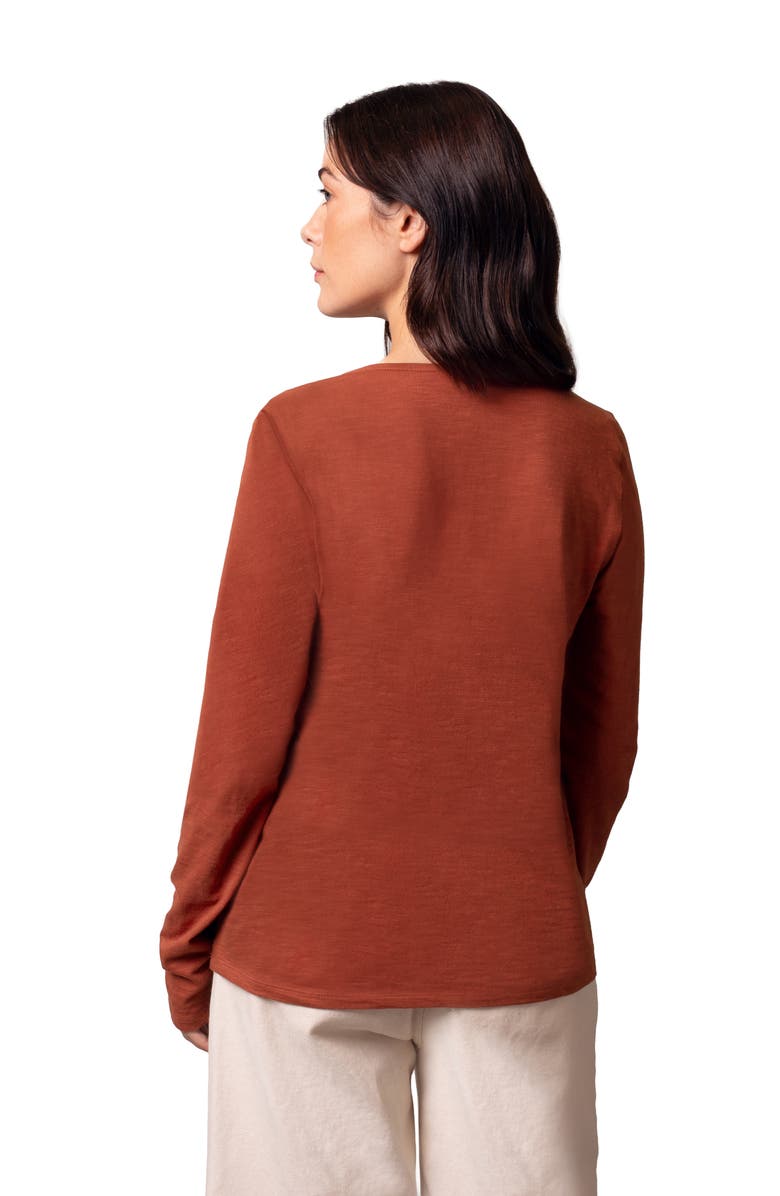 Celtic & Co. Henley Long-Sleeved Scoop Neck Top, Alternate, color, Burnt Henna