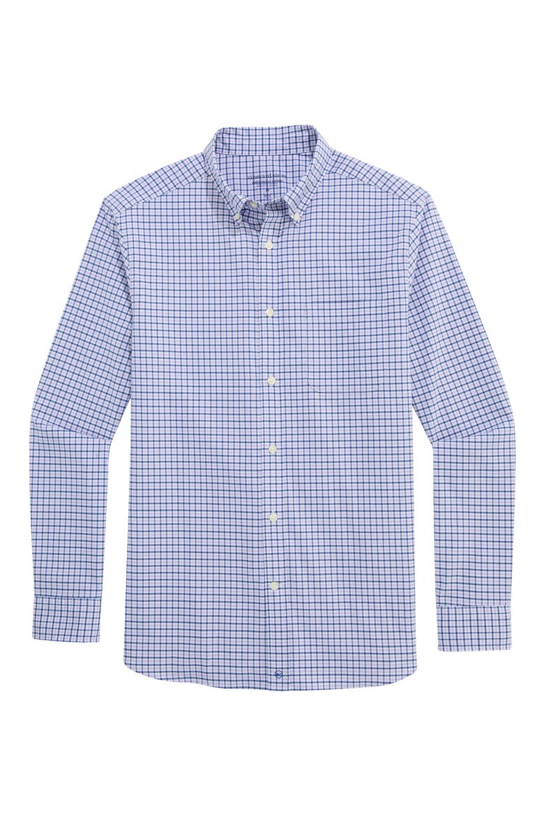 Skysail Gingham Performance Button Down Shirt, Alternate, color, LAVENDER SKY