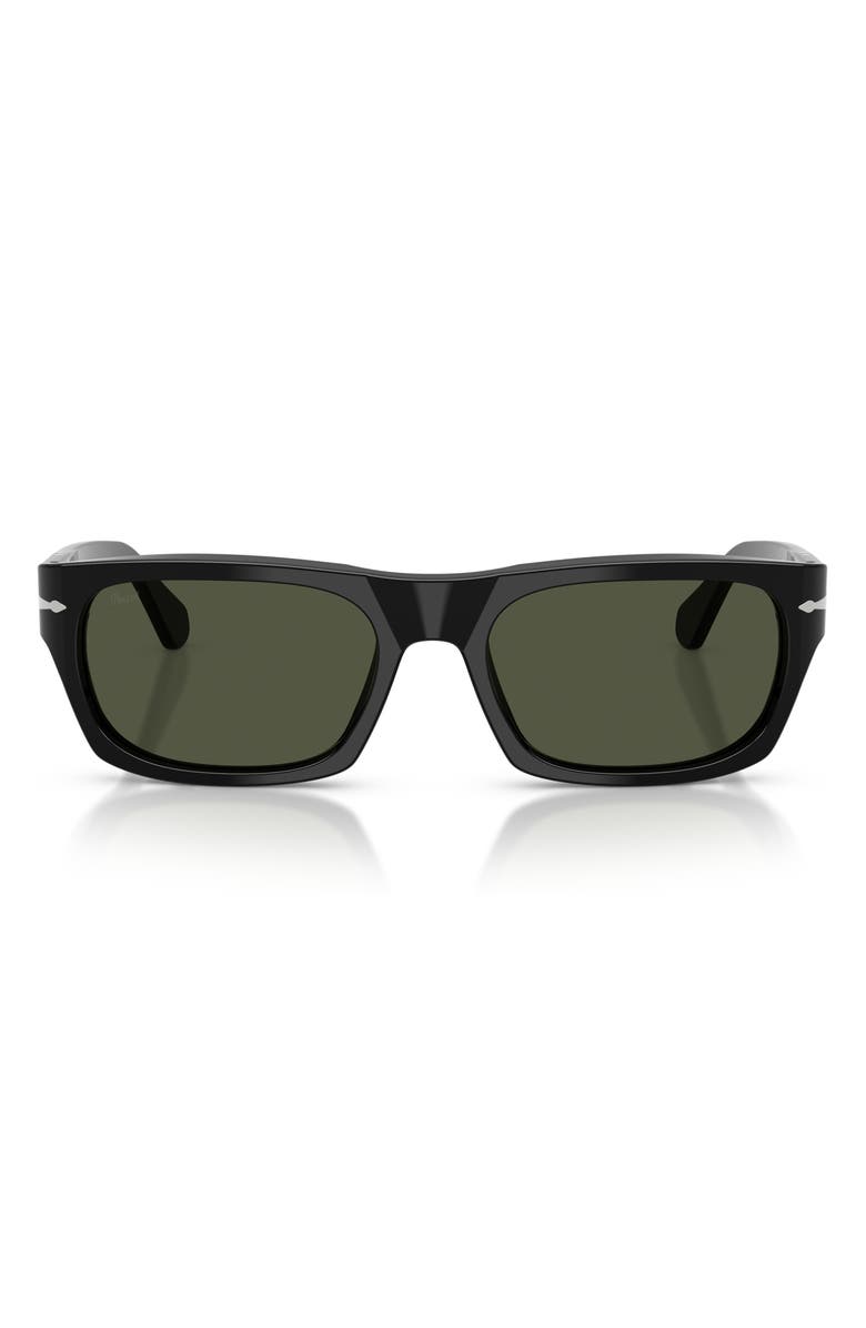 Persol 55mm Rectangular Sunglasses, Main, color, Black / Green
