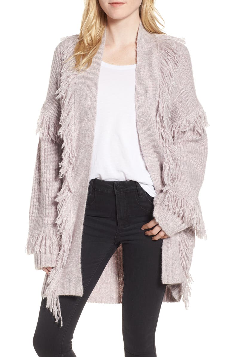Rebecca Minkoff Berea Fringe Cardigan Sweater, Main, color, 