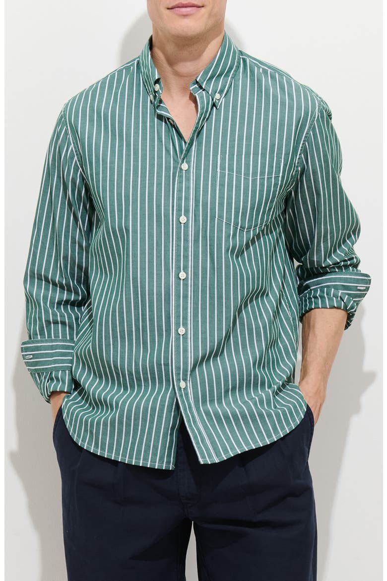 Mill Thing Stripe Button-Down Shirt, Main, color, CYPRESS / IVORY