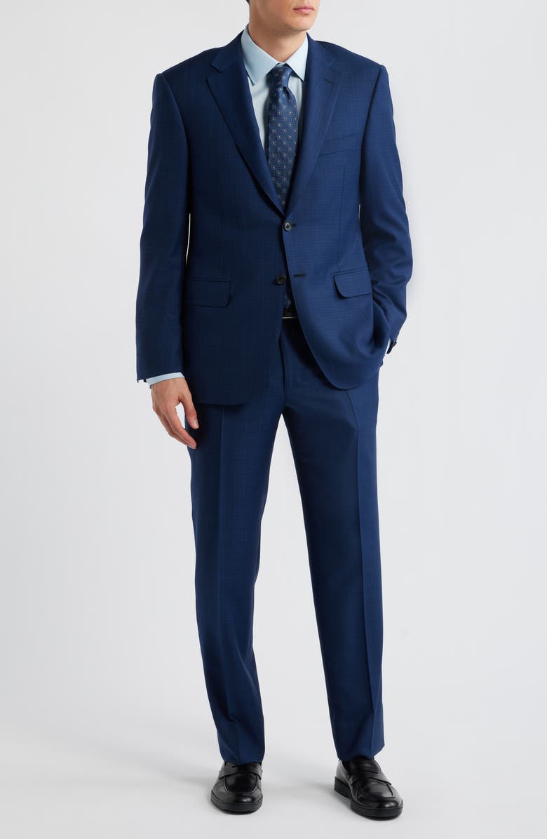 Canali Siena Regular Fit Navy Check Super 150s Wool Suit, Main, color, Navy