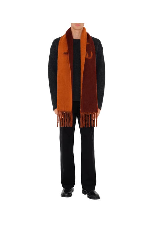 Burberry Reversible Logo Alpaca Wool Blend Scarf In Ginger