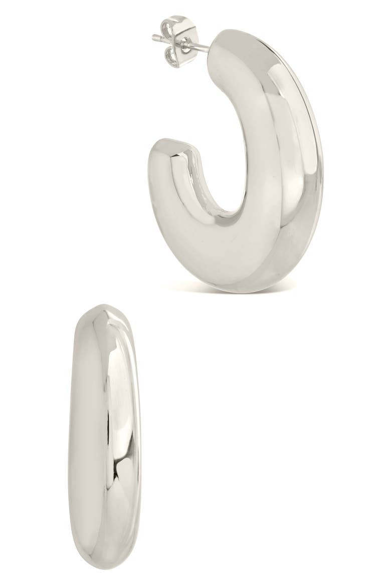 Avril Hoop Earrings, Main, color, SILVER