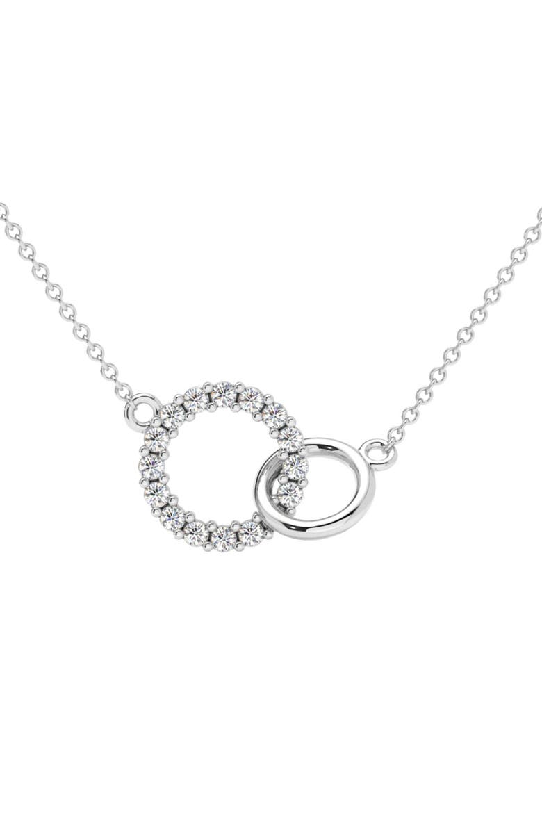 1/3Ct Mini Duet Circle Diamond Necklace 14k Gold Pendant Lab Grown 18", Main, color, 14k Yellow Gold