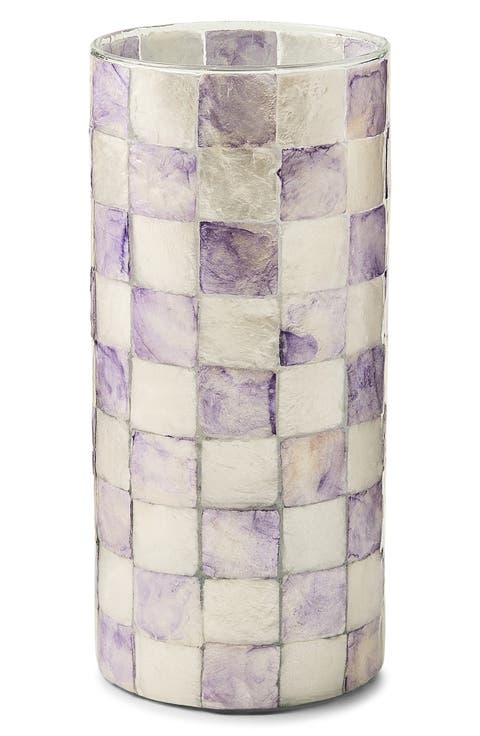 Violet Check Small Capiz Vase