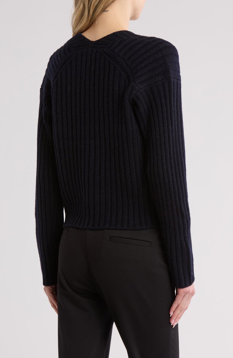 Vince Chunky Ribbed Wool & Cashmere Cardigan Sweater, Alternate, color, Coastal