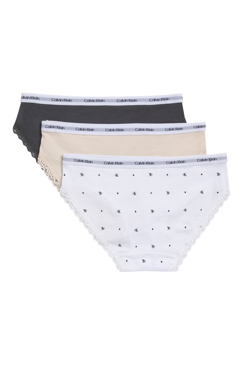 Kids' 3-Pack Lace Trim Bikini Briefs, Alternate, color, BK TINY HEART