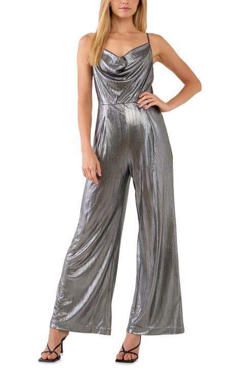 Cowl Neck Metallic Jumpsuit