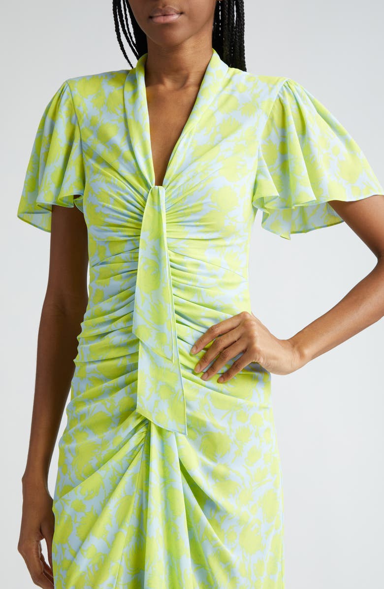 Cinq à Sept Peeta Ruched High-Low Midi Dress, Alternate, color, Serene Sky/ Fres