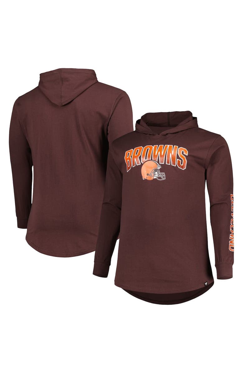 FANATICS Men's Fanatics Branded Brown Cleveland Browns Big & Tall Front Runner Pullover Hoodie, Main, color, Brown
