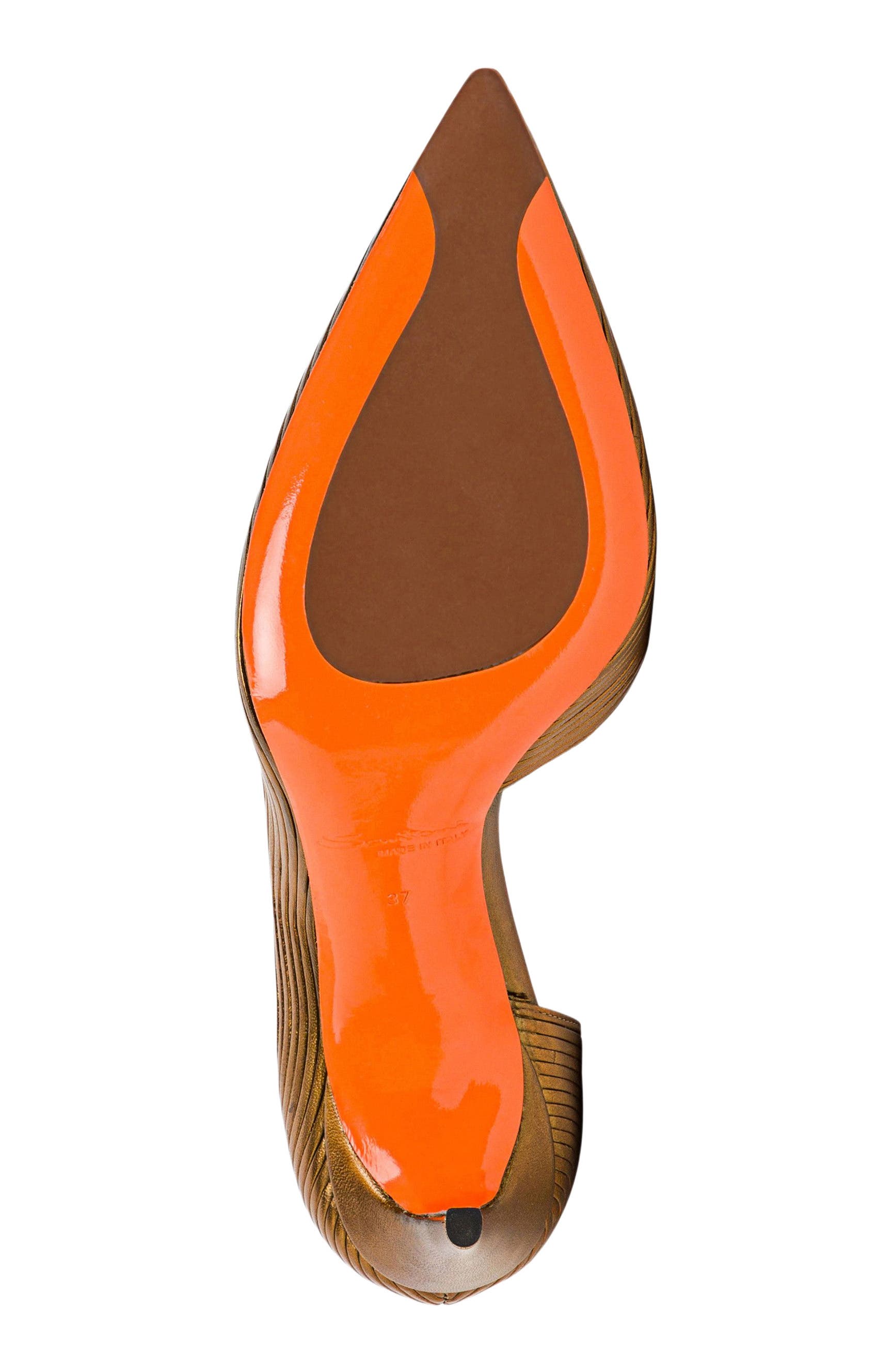 Santoni Women's leather high-heel pump, Alternate, color, Gold