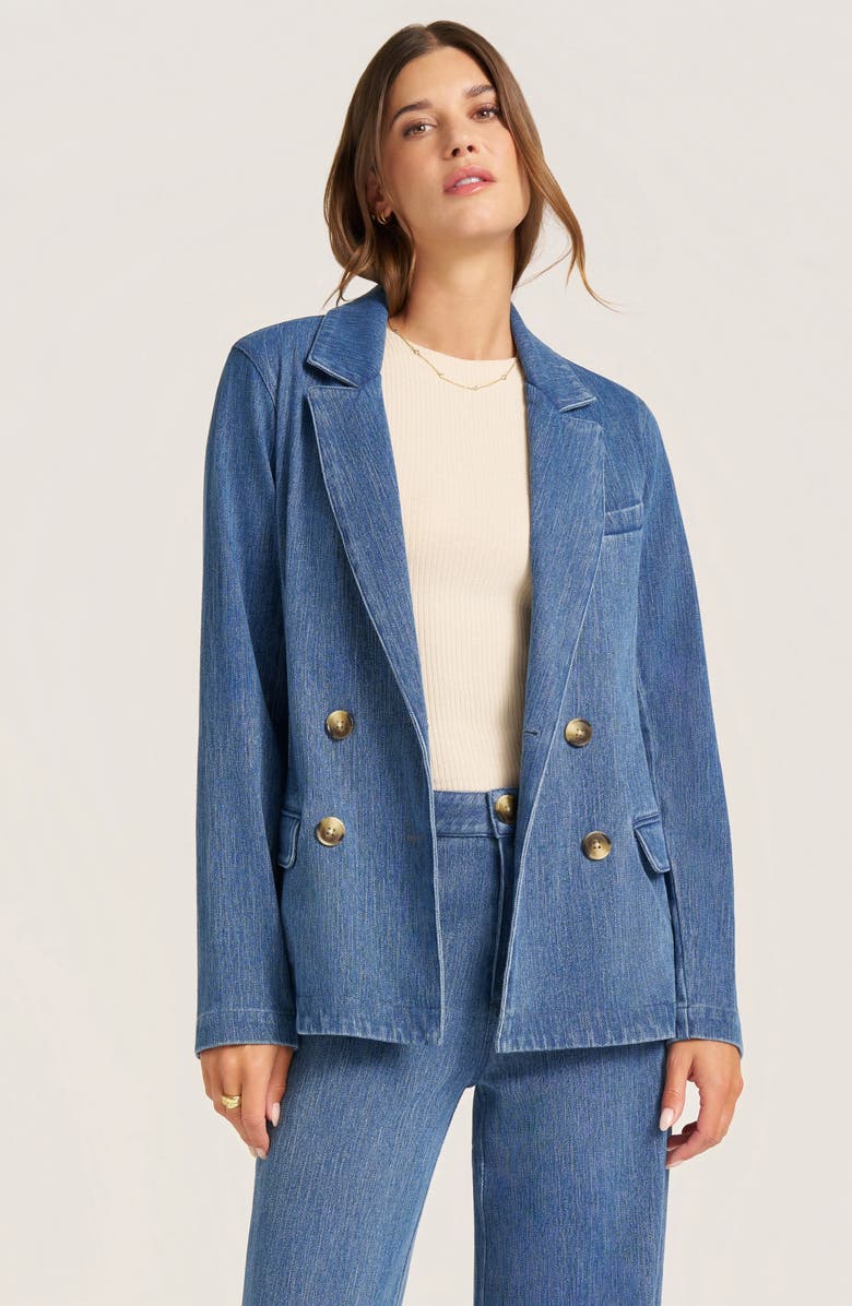 matty m. Nash Double Breasted Denim Blazer, Alternate, color, Denim