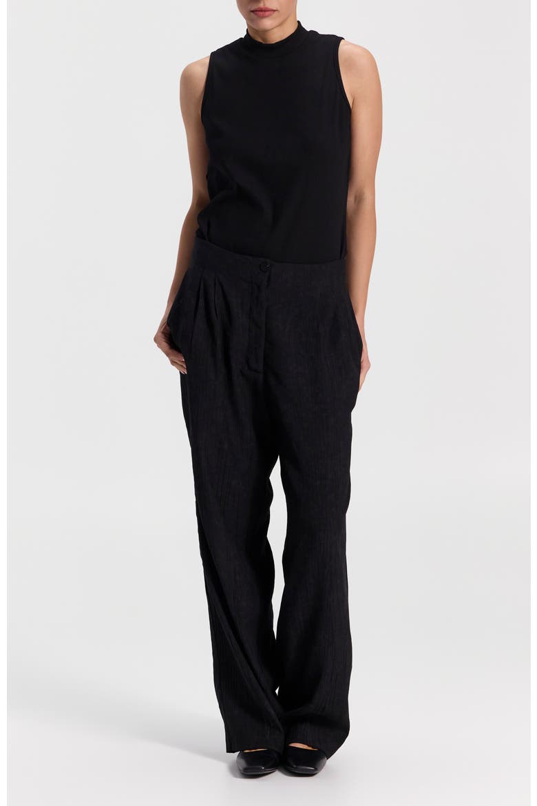 Textured Straight-Leg Pants, Alternate, color, Black