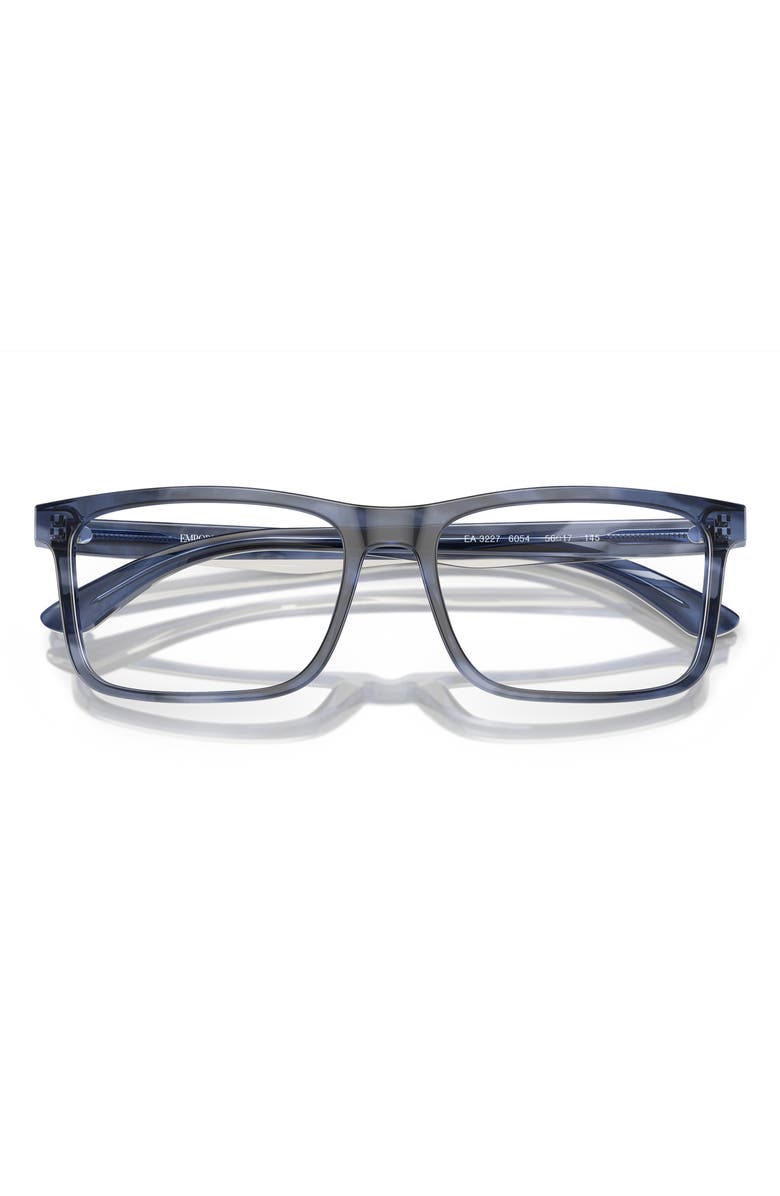 Emporio Armani 54mm Pillow Optical Glasses, Alternate, color, Blue/ Top Smoke / Demo Lens