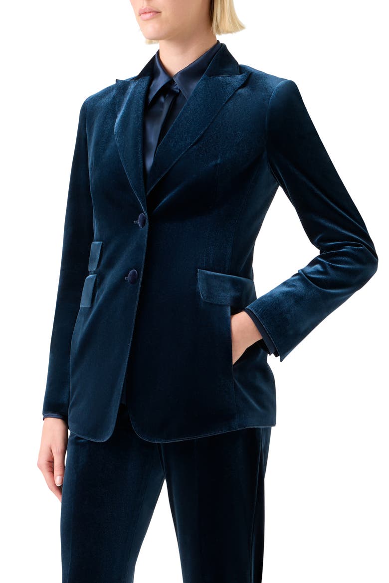 Percival Velvet Neoprene Blazer, Alternate, color, DENIM BLUE