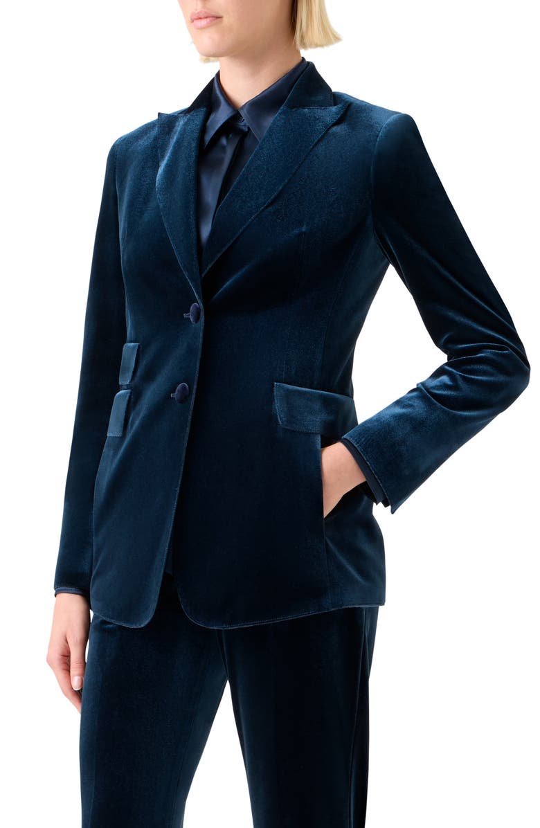 Akris Percival Velvet Neoprene Blazer, Alternate, color, Denim Blue
