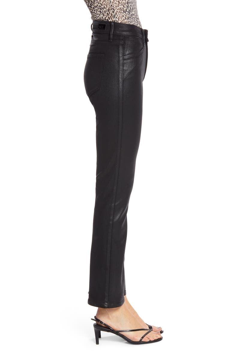 Transcend - Claudine Coated Double Button High Waist Ankle Flare Jeans, Alternate, color, BLACK FOG LUXE COATING
