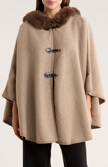 Nanette Lepore Hooded Faux Fur Ruana In Brown