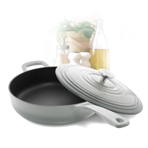 Chantal 5 Qt. Round Cast-iron Saute Skillet W/ Lid In Gray
