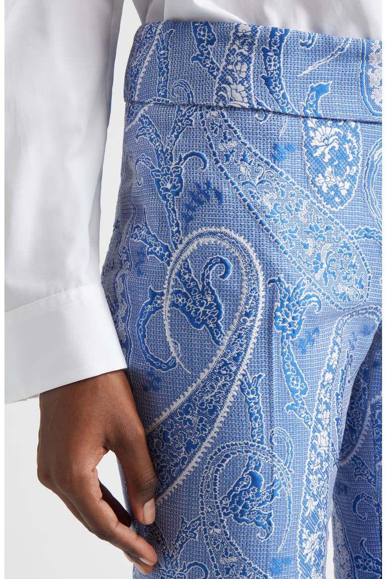Microcheck Embroidered Paisley Pants, Alternate, color, MULTICOLOUR ON BLUE BASE