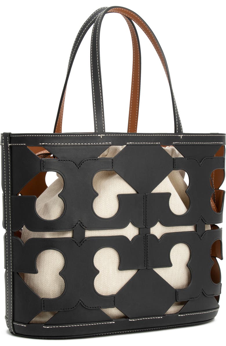 Tory Burch Ella Small Leather Cutout Logo Tote, Alternate, color,