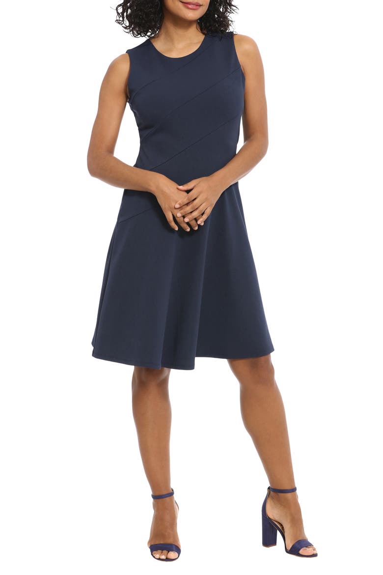 Seamed Fit & Flare Dress, Main, color, NAVY