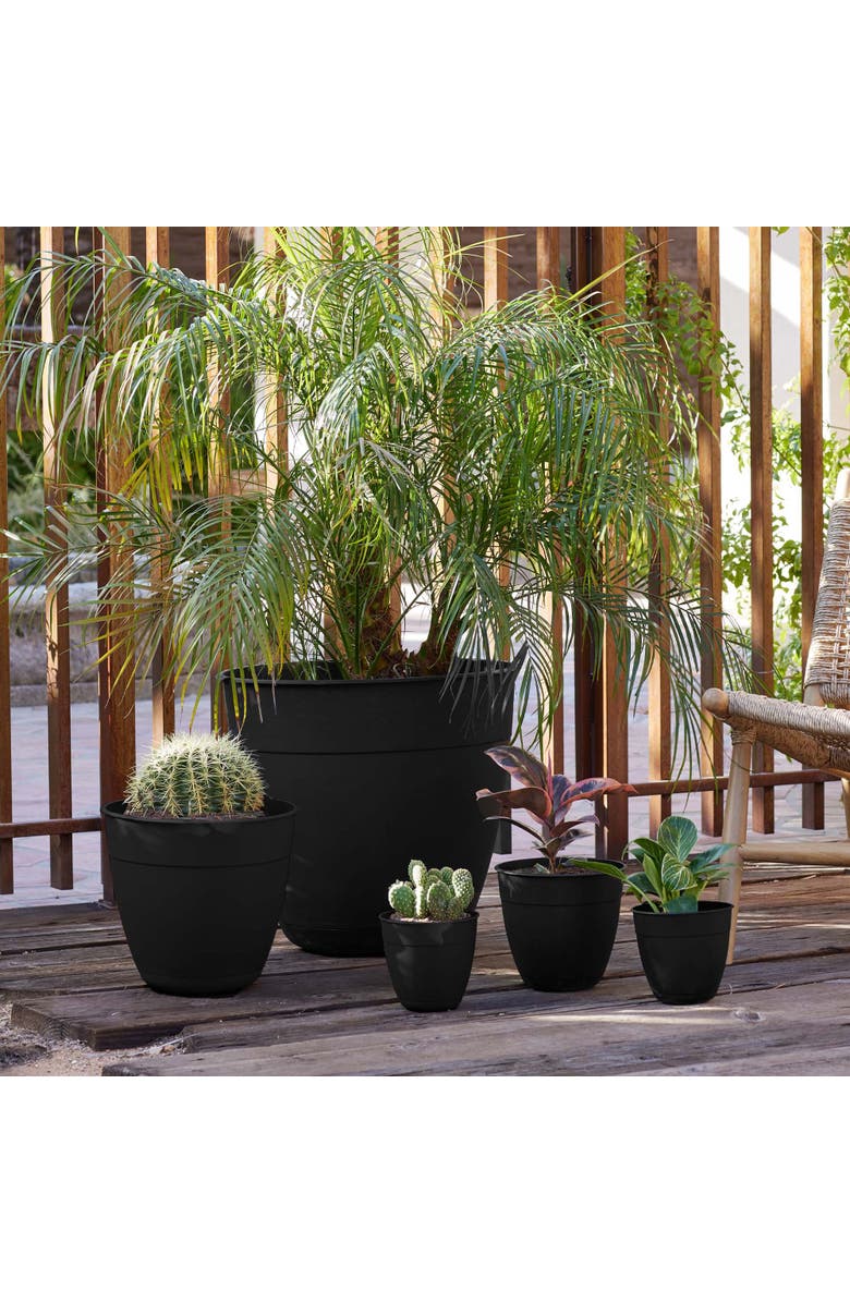Bloem Dayton Gardening Planter with Saucer Tray, 12 Inch W x 11 Inch H Black, Alternate, color, 