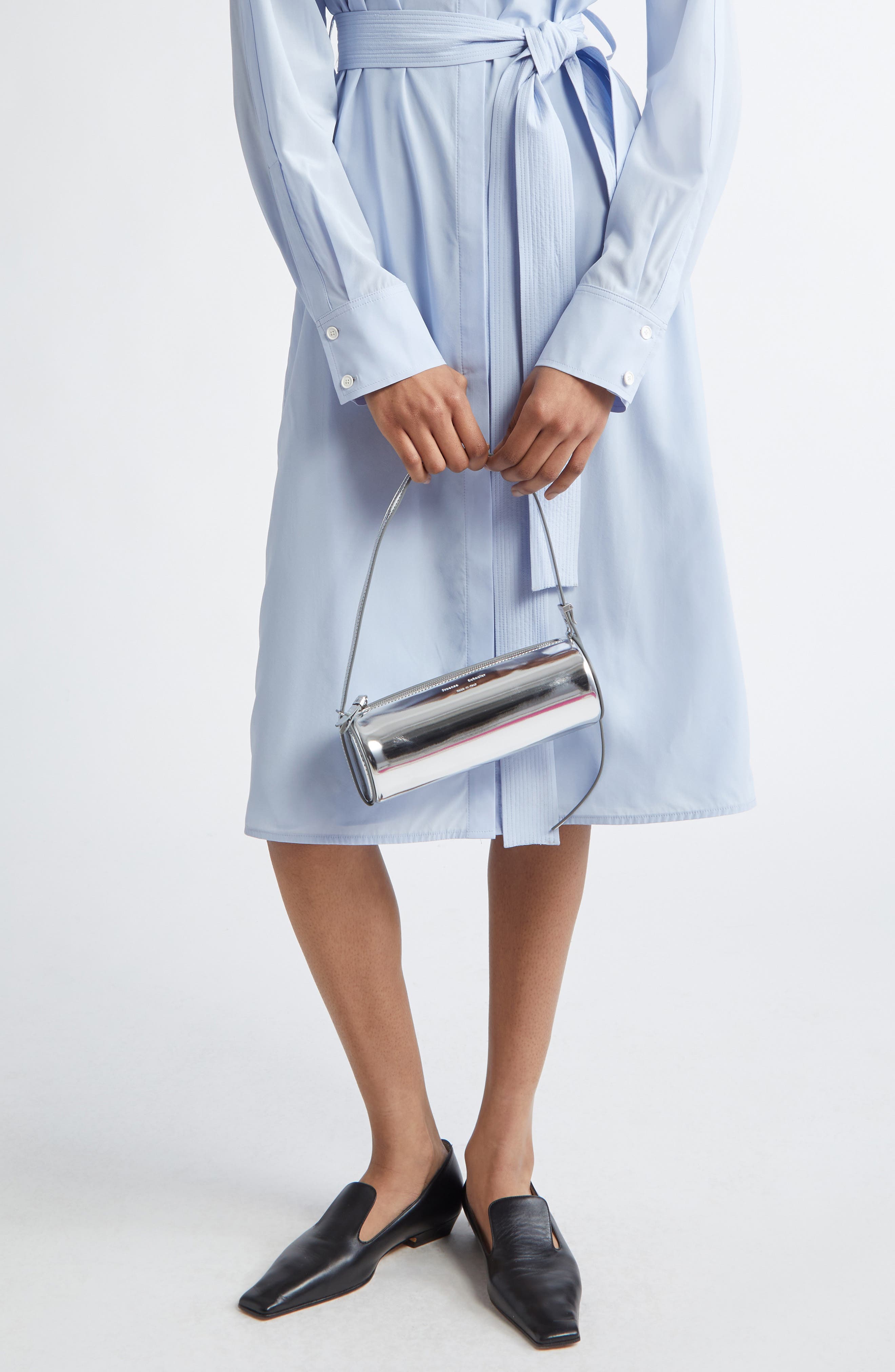 Proenza Schouler Silo Mirror Shoulder Bag, Alternate, color, Silver