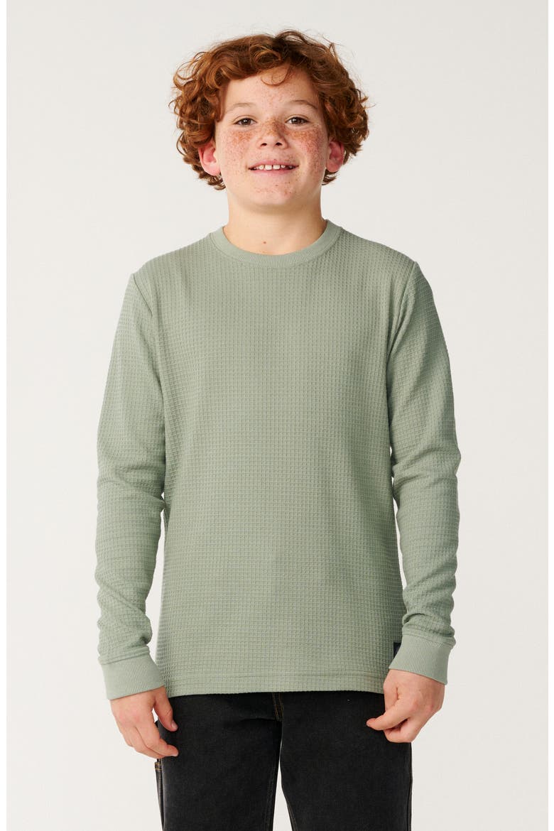 Kids' Premium Surf Waffle Knit Long Sleeve Top, Main, color, SAGE