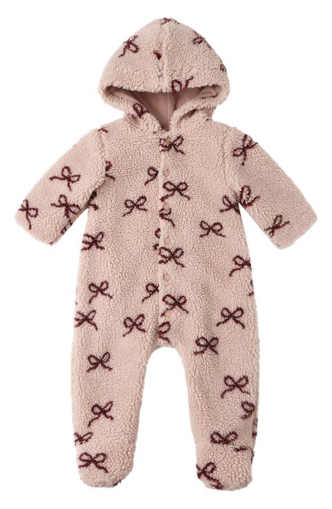 Bows Hooded Faux Shearling Bunting (Baby)