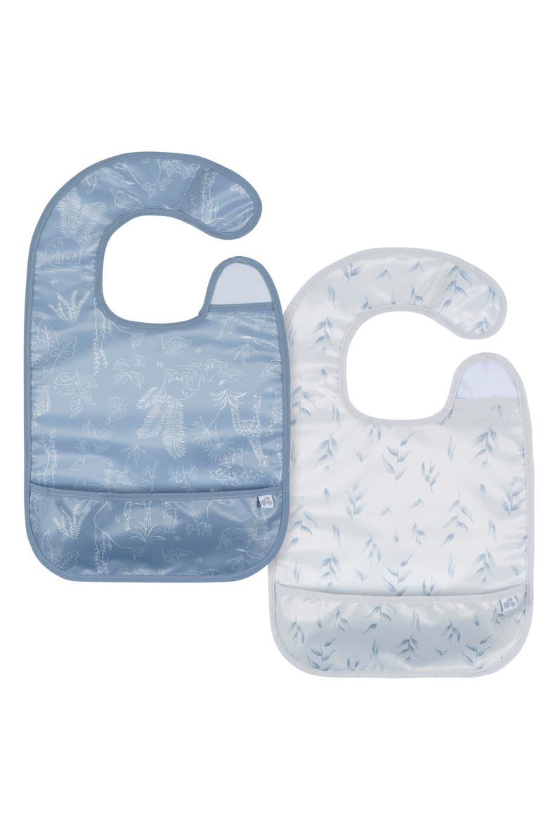 2-Pack Wipeable Bibs, Main, color, Blue Leaf