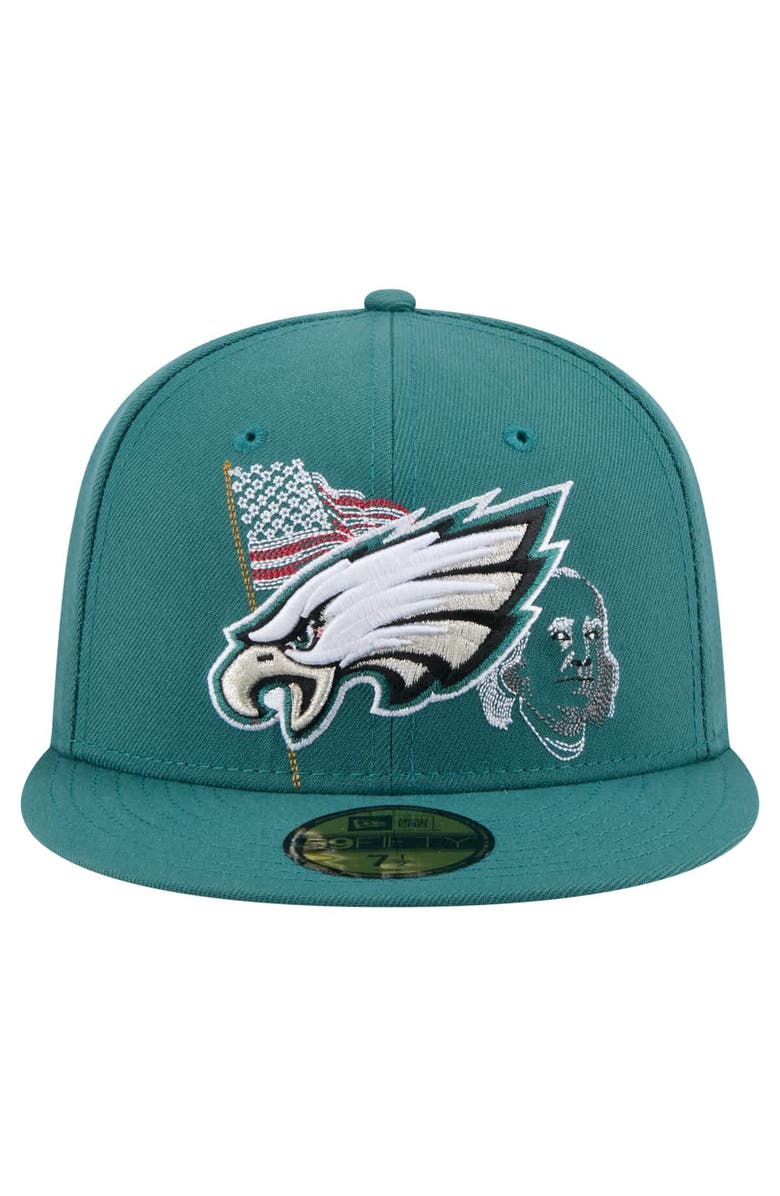 New Era Men's New Era Midnight Green Philadelphia Eagles State Stitch 59FIFTY Fitted Hat, Alternate, color, Green