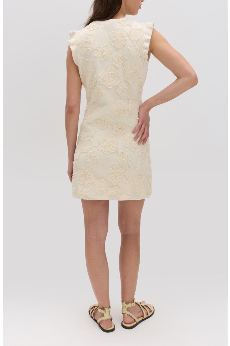 Floral Appliqué Minidress, Alternate, color, CREAM