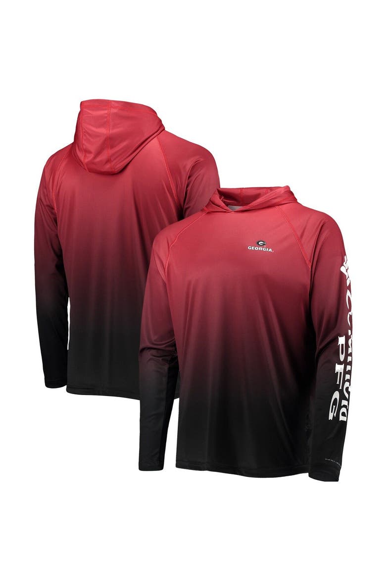Men's Columbia PFG Red Georgia Bulldogs Terminal Tackle Omni-Shade UPF 50 Long Sleeve Hooded Top, Main, color, Red