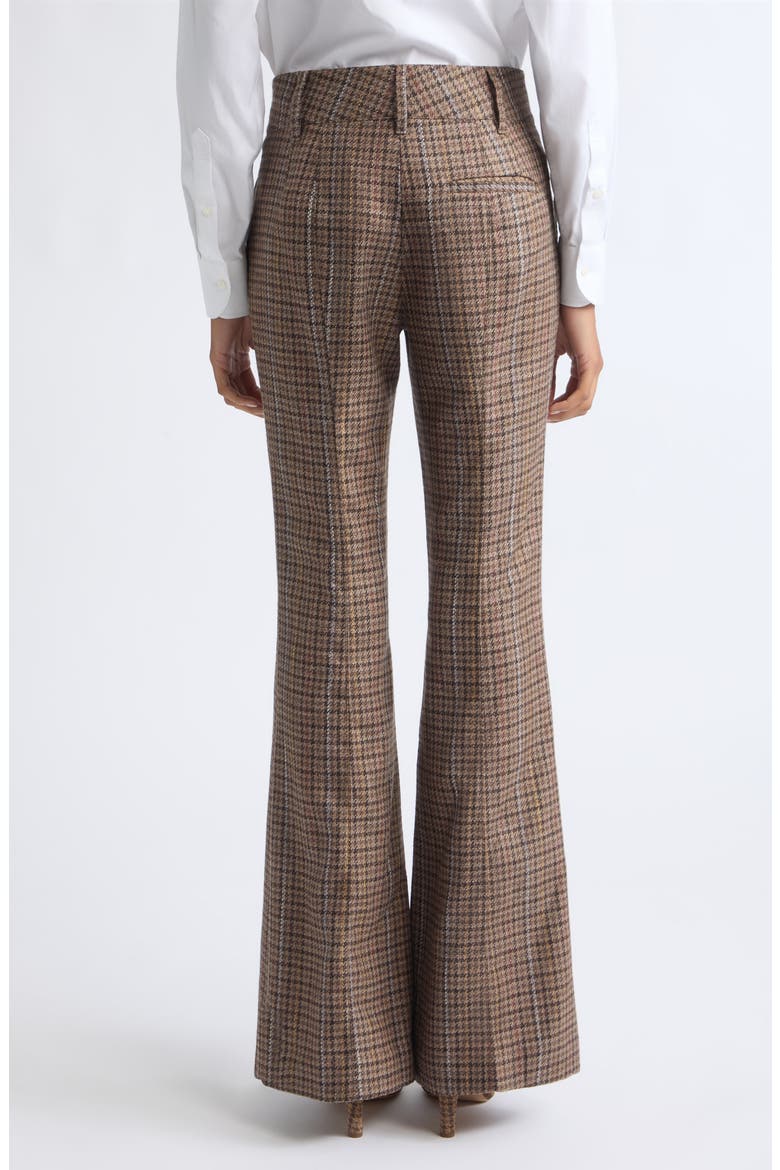 Rhein Check Wool & Silk Flare Leg Pants, Alternate, color, CAMEL MULTI