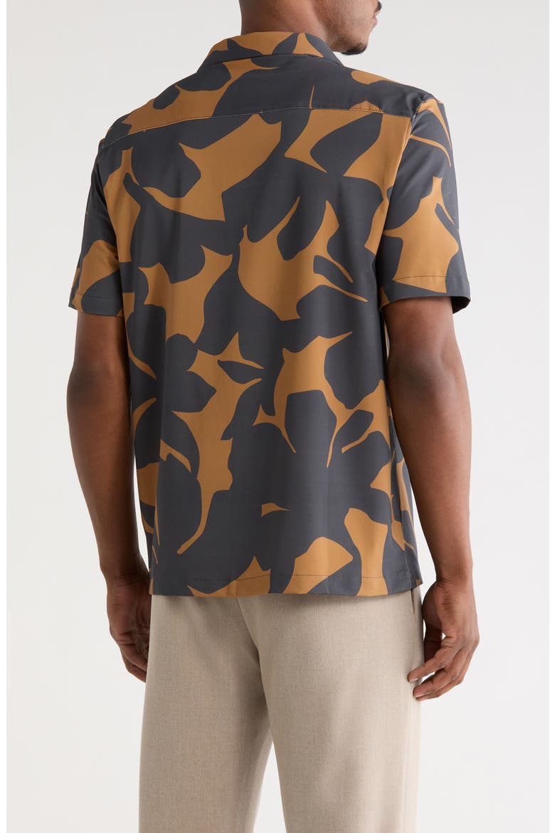 Floral Camp Shirt, Alternate, color, DARK GREY / RUST PRINT