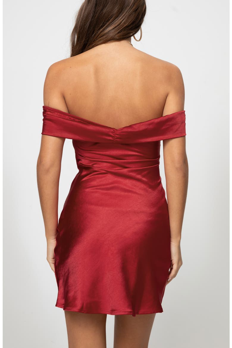 Sadee Off the Shoulder Satin Minidress, Alternate, color, RED