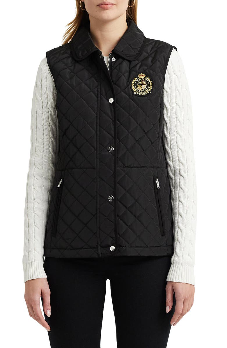 Lauren Ralph Lauren Quilted Snap Front Vest, Main, color,