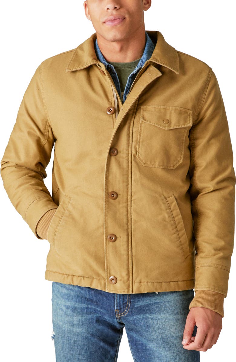Lucky Brand Faux Shearling Lined Deck Jacket, Main, color, 
