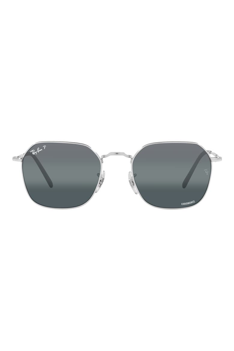 Jim 53mm Mirrored Polarized Irregular Sunglasses, Main, color, SILVER