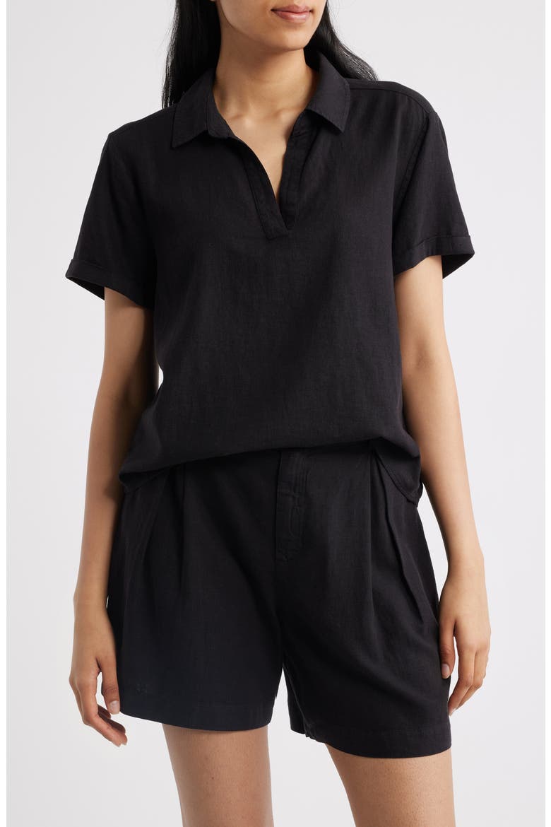 Collared Short Sleeve Shirt, Main, color, BLACK