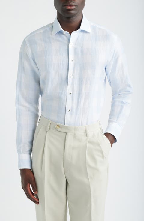 Modern Fit Cotton & Linen Easy-Iron Dress Shirt