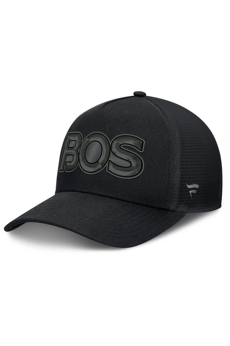 Men's Fanatics Black Boston Bruins Authentic Pro Road Team Code Trucker Adjustable Hat, Main, color, Black