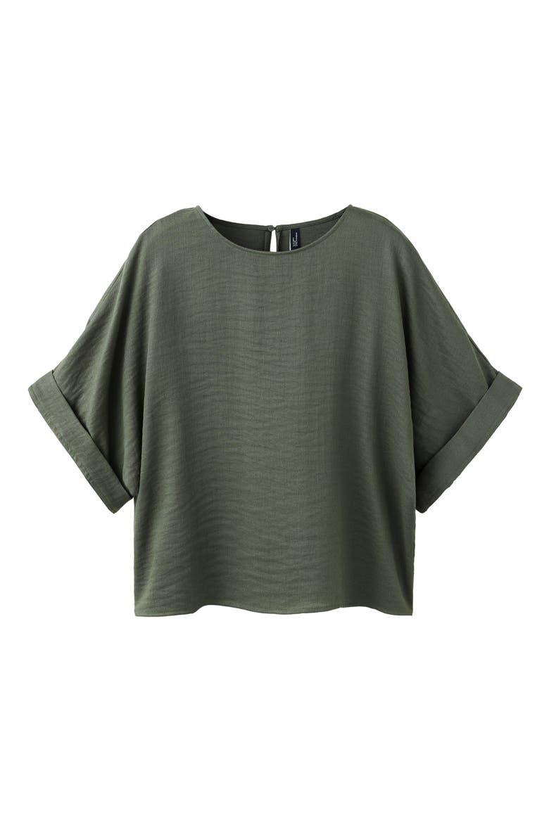 Flowy Roll Sleeve Top, Alternate, color, GREEN
