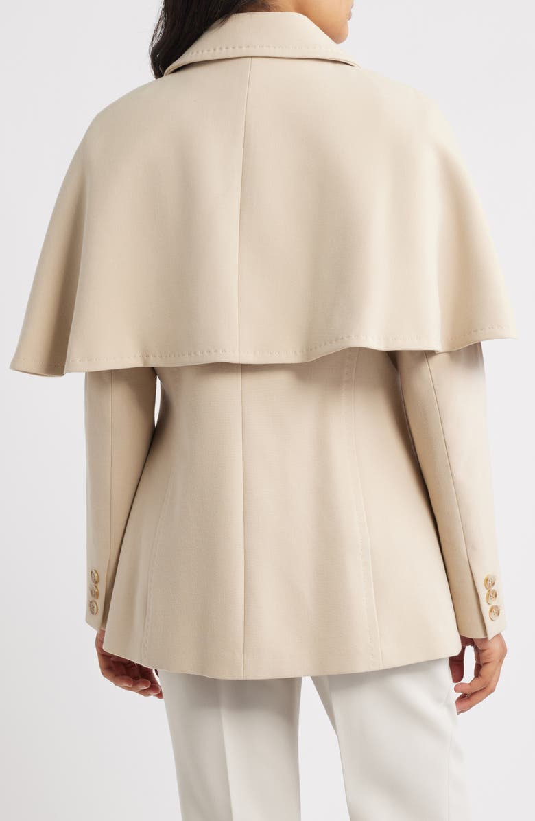 Donna Karan New York Water Repellent Crepe Raincoat with Cape, Alternate, color, Ivory